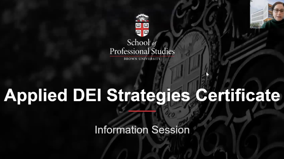 screenshot of applied dei certificate information session
