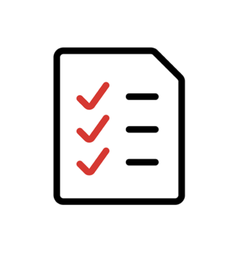 icon of paper with three red check marks