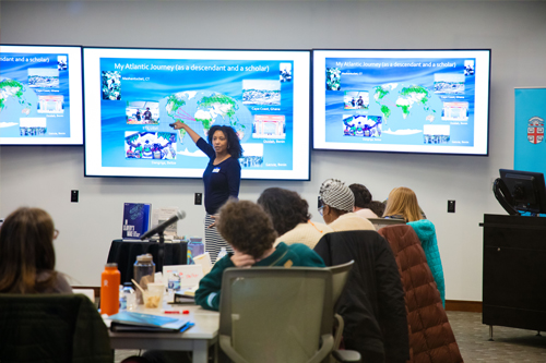 Public humanities students attend a lecture
