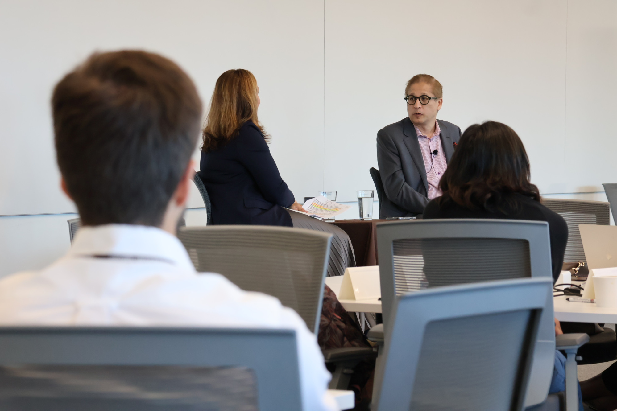 Fahim speaks to SPS Dean Sandra Smith