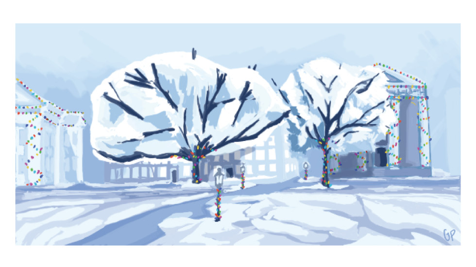 Snowy Campus Illustration