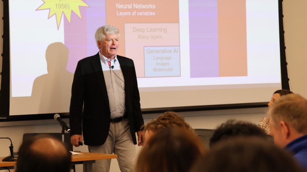 Person giving presentation.