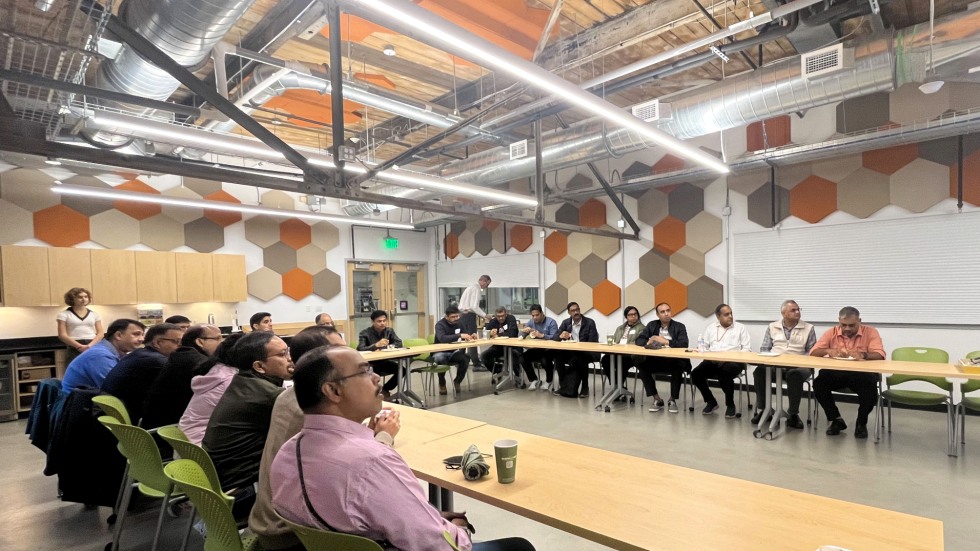 students in a conference room